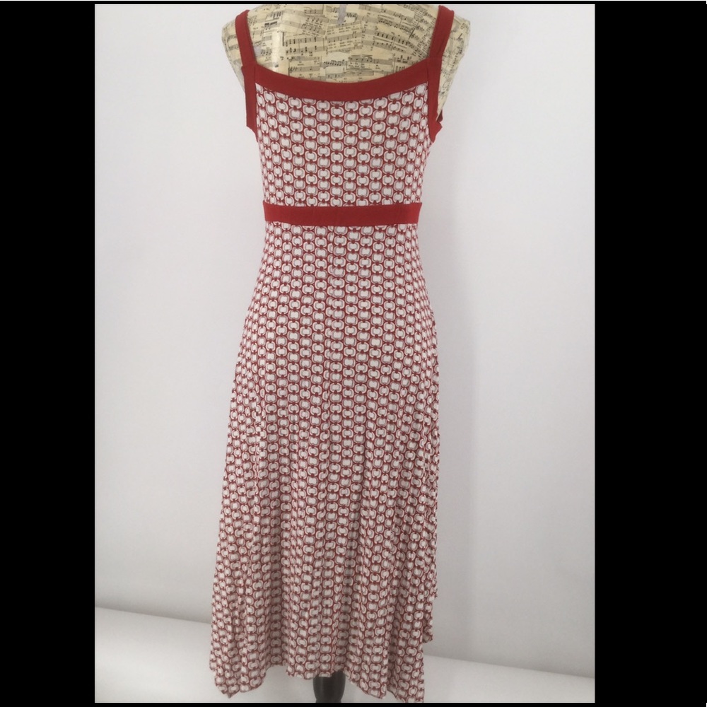 Ronen Chen Med. Red &White Faux Wrap Summer Dress - Picture 7 of 13